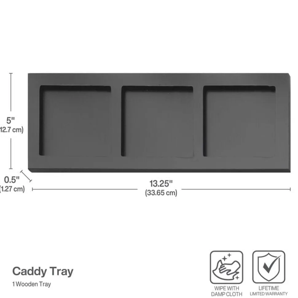 3 Piece Flatware Caddy with Wood Tray