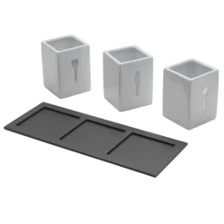 3 Piece Flatware Caddy with Wood Tray