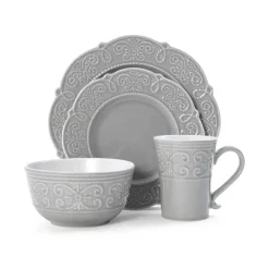 Abby Gray 16 Piece Dinnerware Set, Service for 4