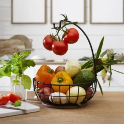 Anvil Cage Fruit Storage Basket with Banana Hook