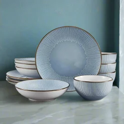 Arlie Blue 12 Piece Dinnerware Set, Service for 4