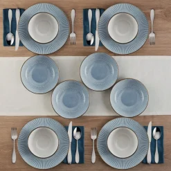 Arlie Blue 12 Piece Dinnerware Set, Service for 4