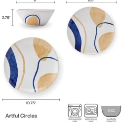 Artful Circles 12 Piece Set, Service for 4