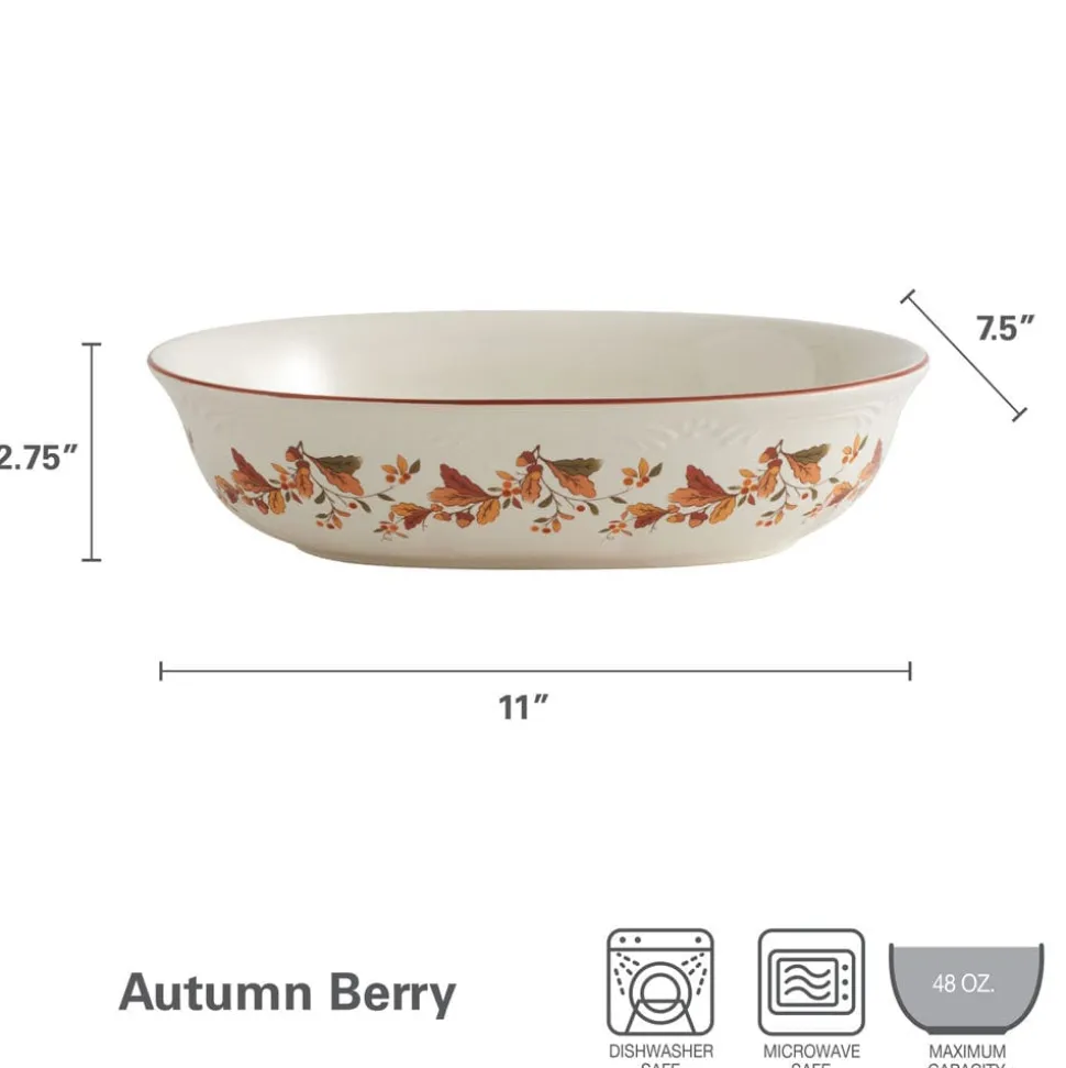 Autumn Berry Oval Vegetable Bowl