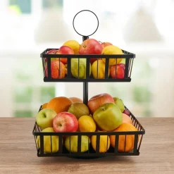 Band And Stripe 2 Tier Rotating Fruit Storage Basket