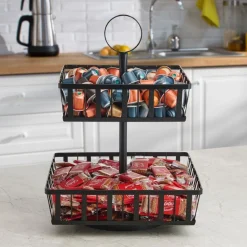 Band And Stripe 2 Tier Rotating Fruit Storage Basket
