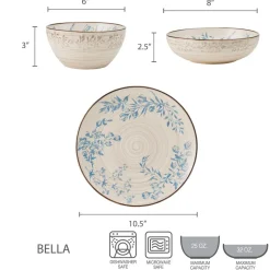 Bella 12 Piece Dinnerware Set, Service for 4