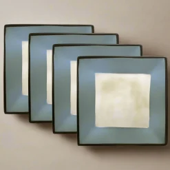 Belmont Set of 4 Blue Square Dinner Plates