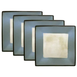 Belmont Set of 4 Blue Square Dinner Plates
