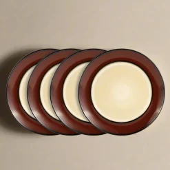 Belmont Set of 4 Red Round Dinner Plates