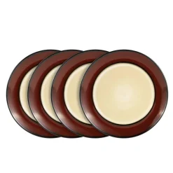 Belmont Set of 4 Red Round Dinner Plates