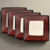 Belmont Set of 4 Red Square Dinner Plates
