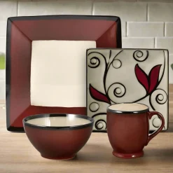 Belmont Square Red Vine Dinnerware Set