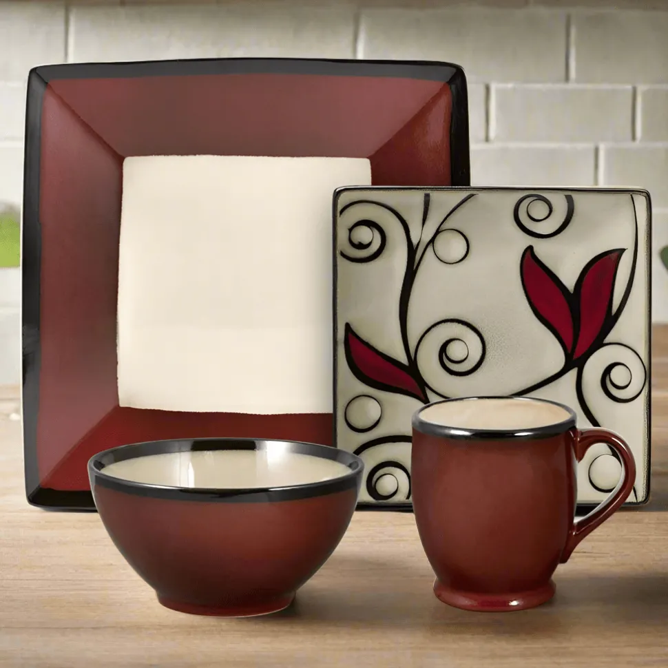 Belmont Square Red Vine Dinnerware Set