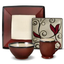 Belmont Square Red Vine Dinnerware Set