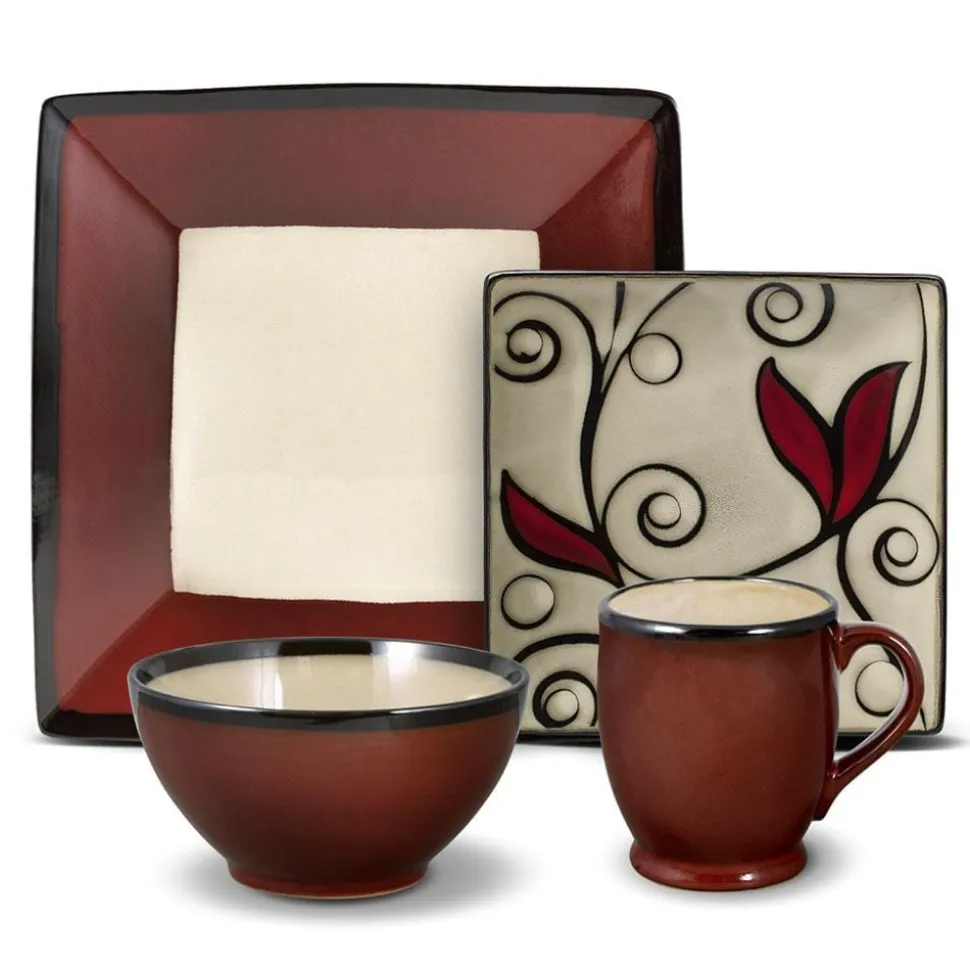Belmont Square Red Vine Dinnerware Set