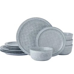 Blooming Meadow Blue 12 Piece Dinnerware Set, Service for 4