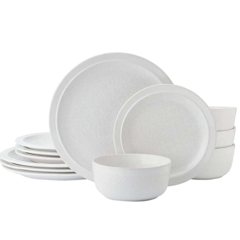 Blooming Meadow Cream 12 Piece Dinnerware Set, Service for 4