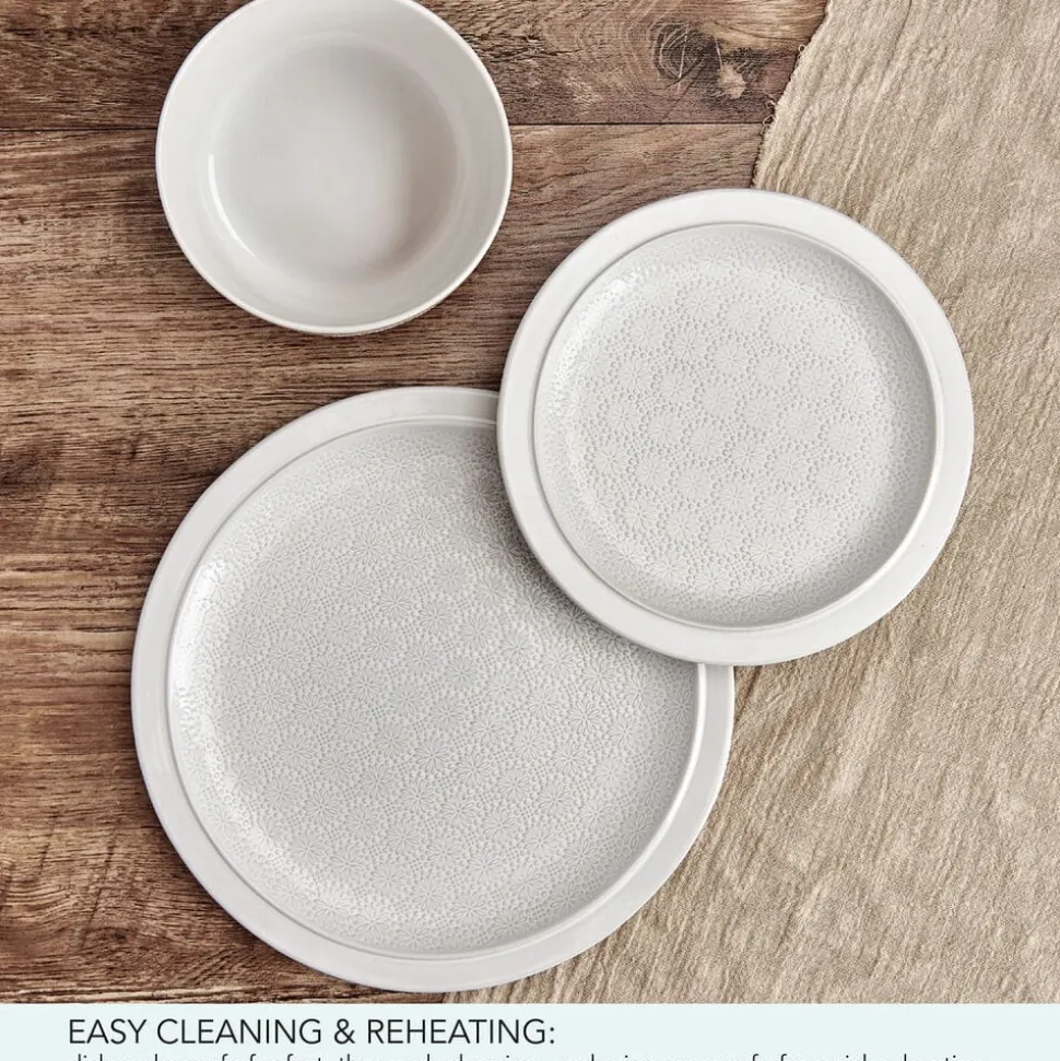Blooming Meadow Cream 12 Piece Dinnerware Set, Service for 4