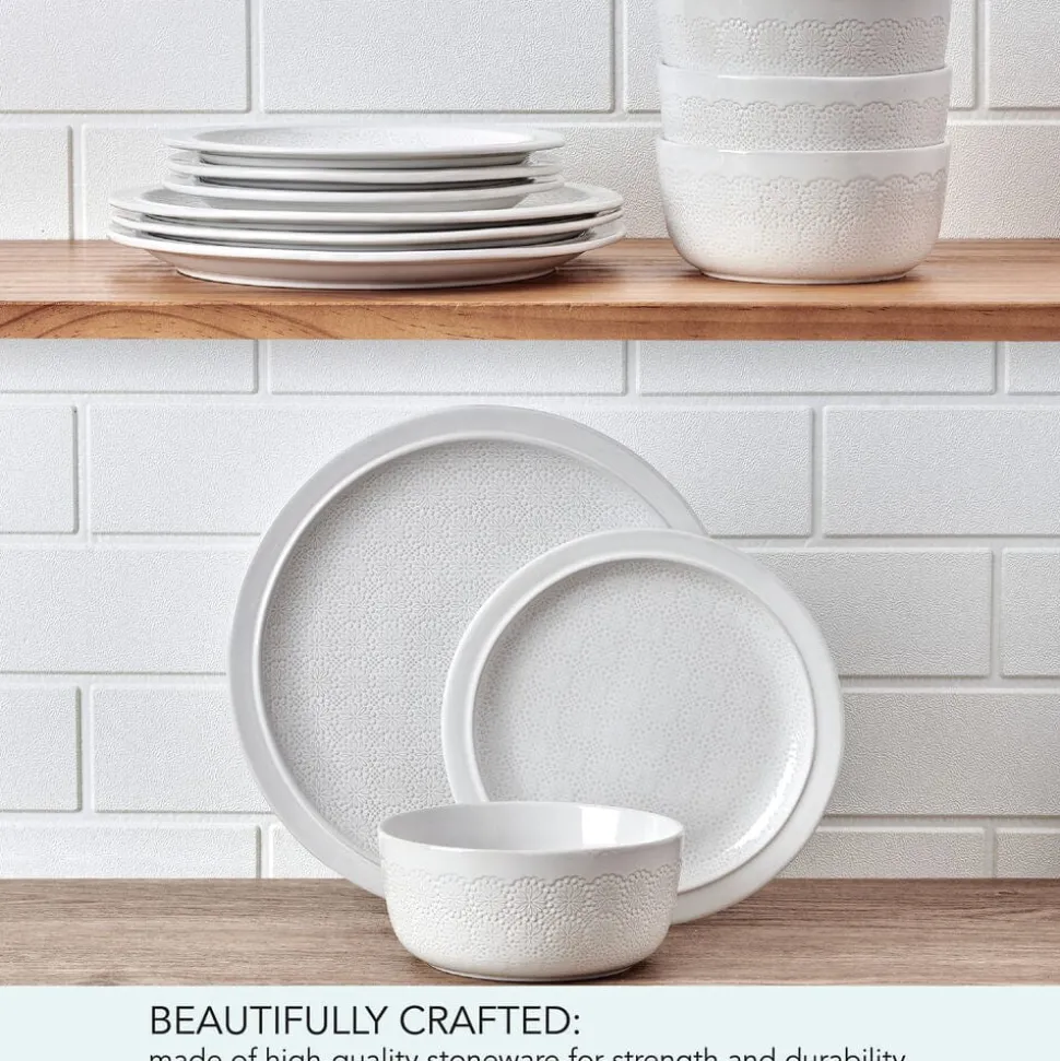 Blooming Meadow Cream 12 Piece Dinnerware Set, Service for 4