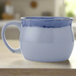 Blue Banded Jumbo Soup Mug