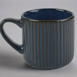 Blue Ribbed Mug