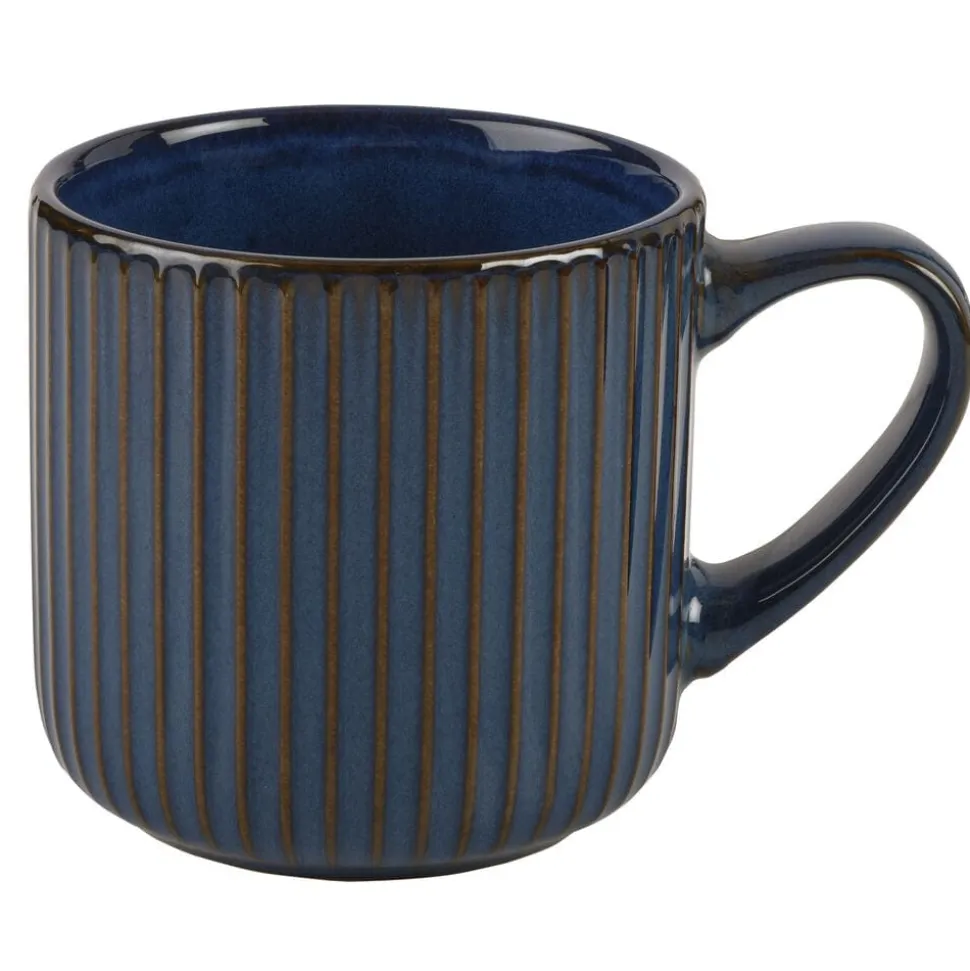Blue Ribbed Mug