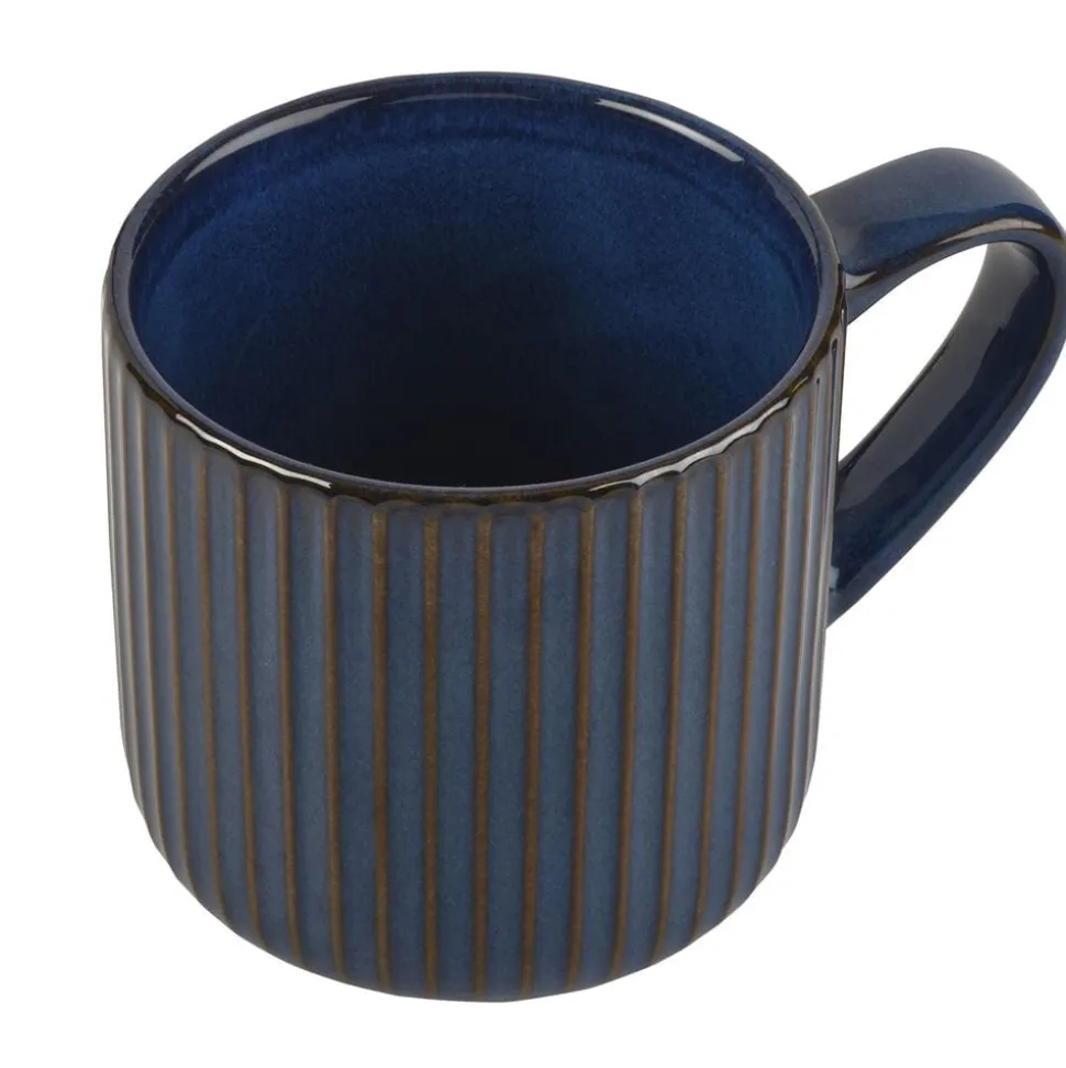 Blue Ribbed Mug