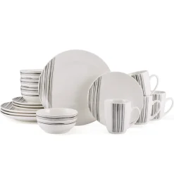 Brushed Lines 16 Piece Dinnerware Set, Service for 4