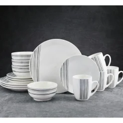 Brushed Lines 16 Piece Dinnerware Set, Service for 4