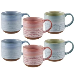 Brushed Set of 6 Reactive Mugs, Assorted