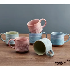 Brushed Set of 6 Reactive Mugs, Assorted