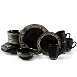Bryson Black 16 Piece Dinnerware Set, Service for 4