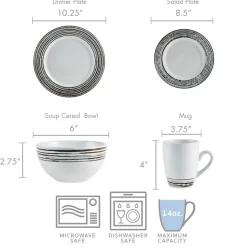 Bryson White 16 Piece Dinnerware Set, Service for 4