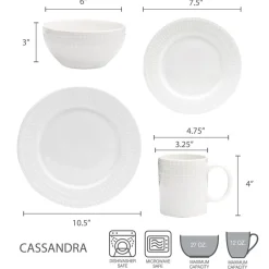 Cassandra 16 Piece Dinnerware Set, Service for 4