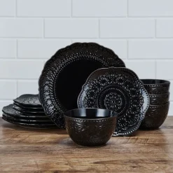Chateau Midnight 12 Piece Dinnerware Set, Service for 4