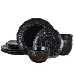 Chateau Midnight 12 Piece Dinnerware Set, Service for 4