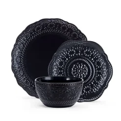 Chateau Midnight 12 Piece Dinnerware Set, Service for 4