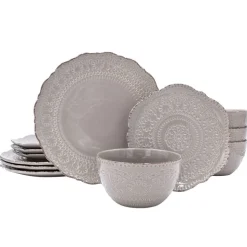 Chateau Smoke 12 Piece Dinnerware Set, Service for 4