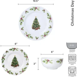 Christmas Day 24 Piece Dinnerware Set, Service for 8