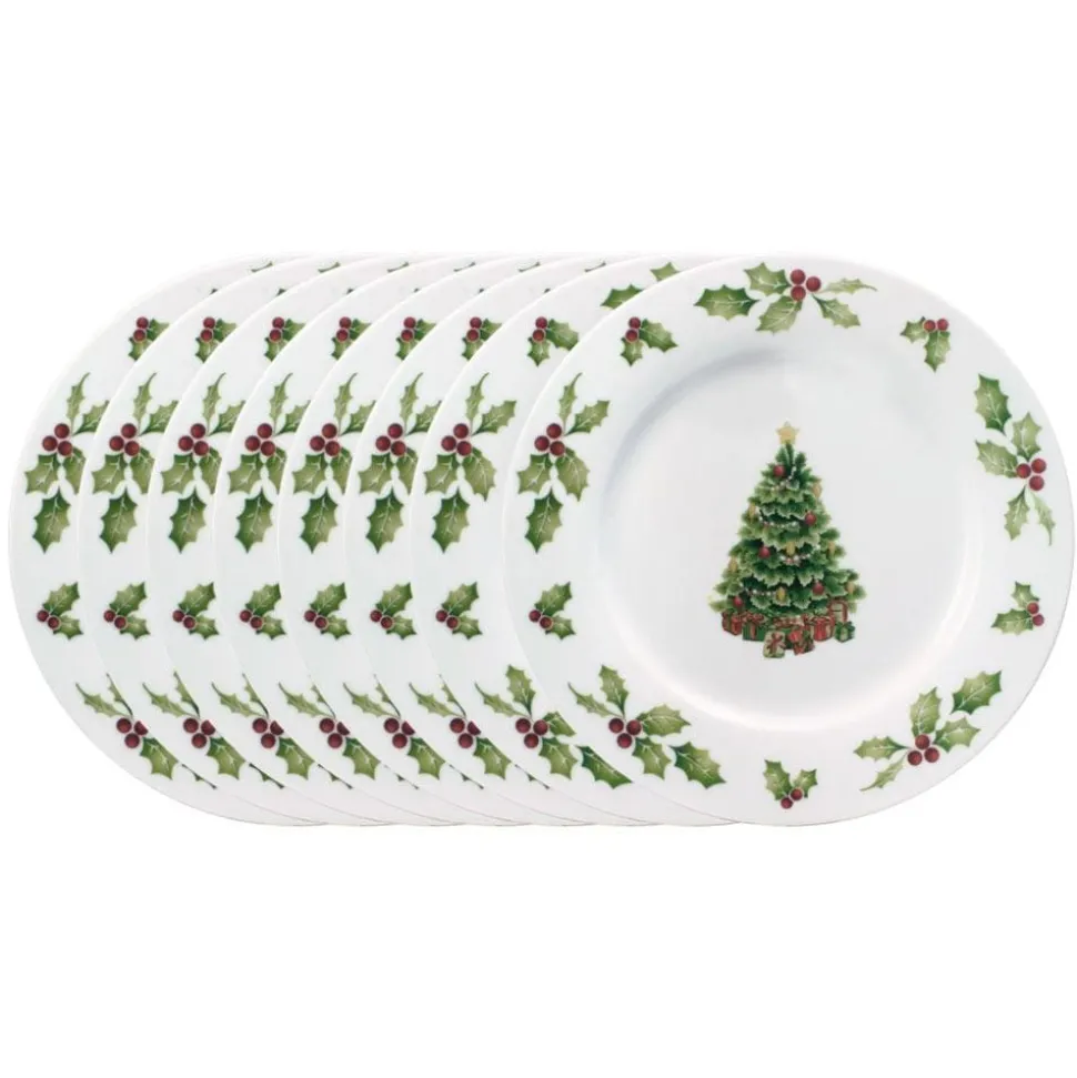 Christmas Day Set of 8 Dinner Plates