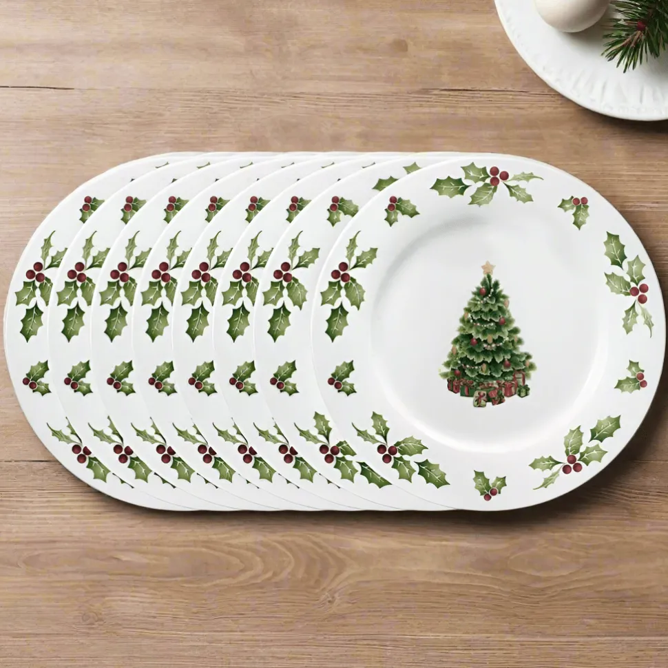 Christmas Day Set of 8 Dinner Plates
