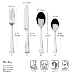 Conley 34 Piece Flatware Set, Service for 8