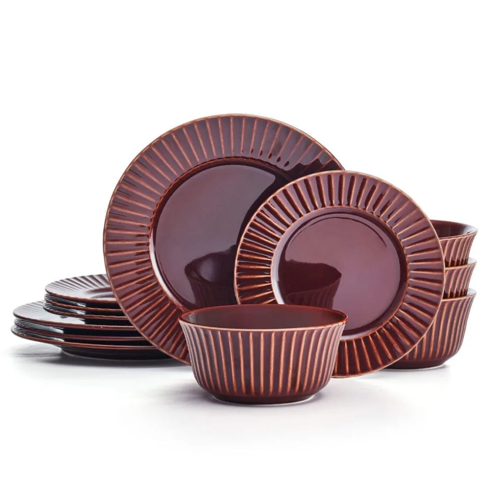 Dannie Red 12 Piece Dinnerware Set, Service for 4