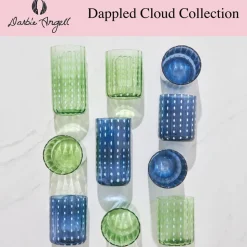 Darbie Angell Dappled Clouds Seafoam Set of 4 Double Old Fashioned Glasses