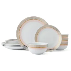 Darbie Angell Golden Charm Metallic 12 Piece Dinnerware Set, Service for 4