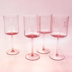 Darbie Angell Set of 4 Prismatic Blush Wine Glasses