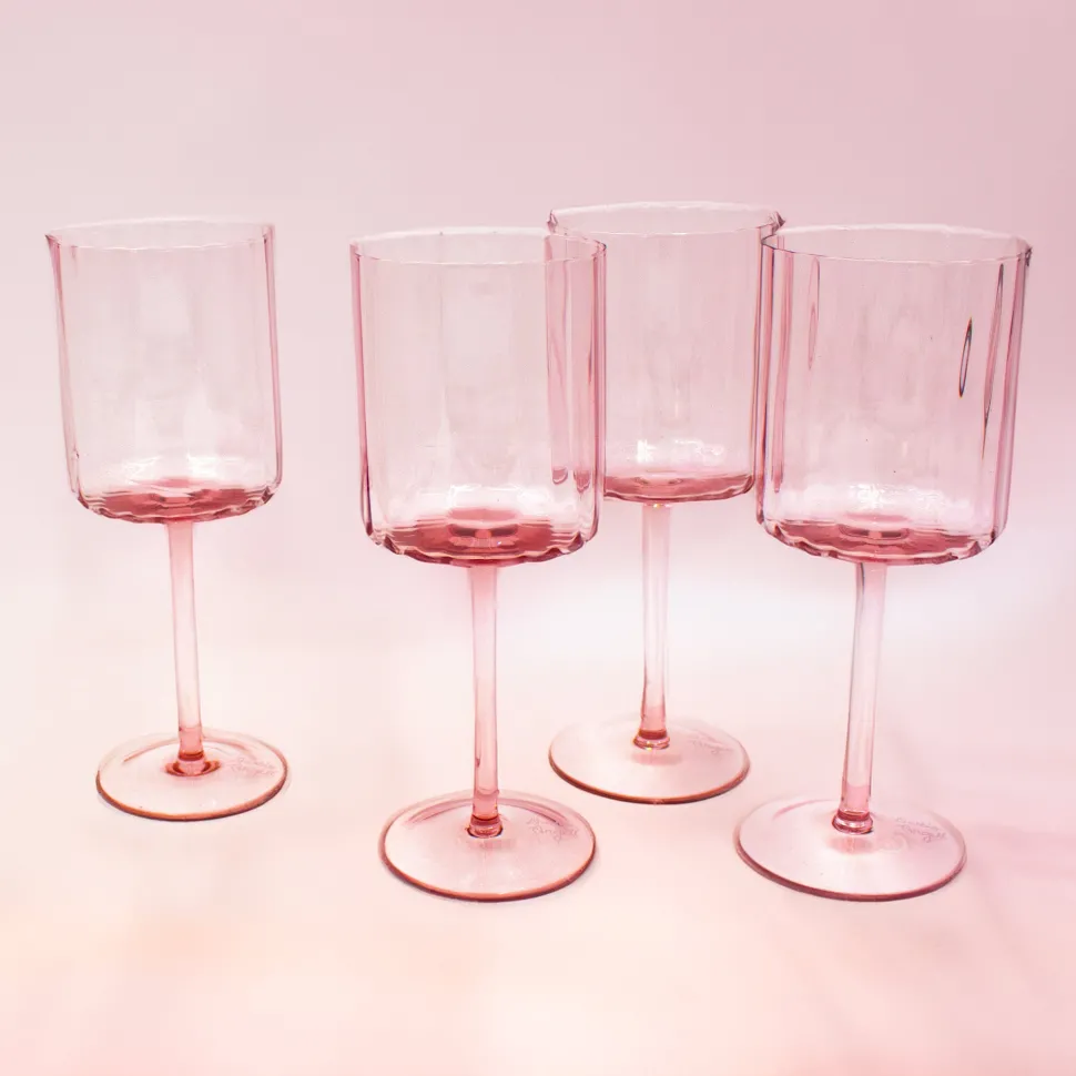 Darbie Angell Set of 4 Prismatic Blush Wine Glasses