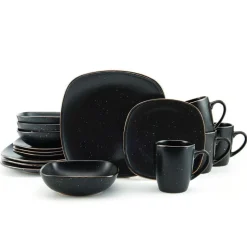 Decker Black 16 Piece Dinnerware Set, Service for 4
