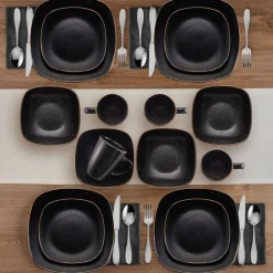 Decker Black 16 Piece Dinnerware Set, Service for 4